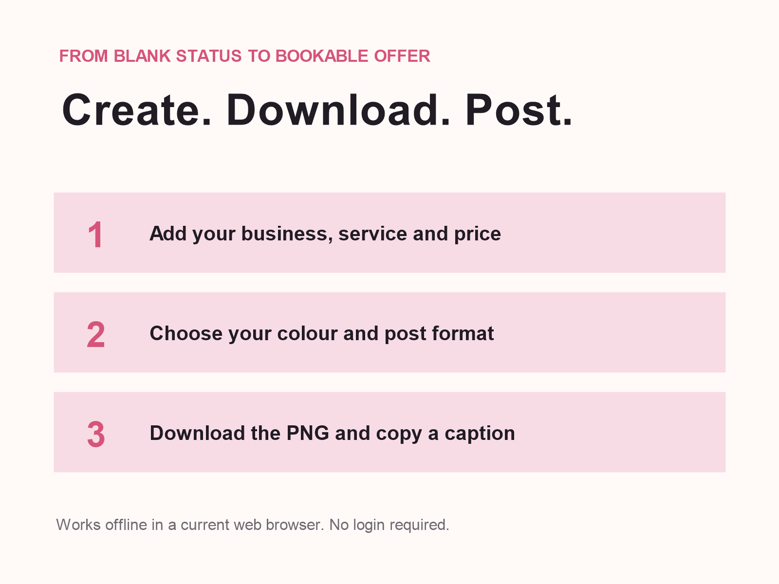 Three-step GlowBooked ZA workflow